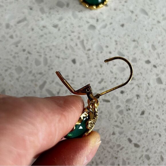 Vintage Style Dragonfly Shape Green Crystal Pendant Bohemian Earrings - Picture 5 of 10